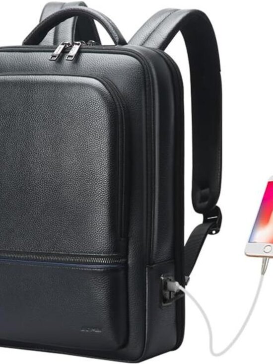 Genuine Leather Backpack for Men Multi-Function 15.6inch Laptop Premium Rucksack - Picture 1 of 7